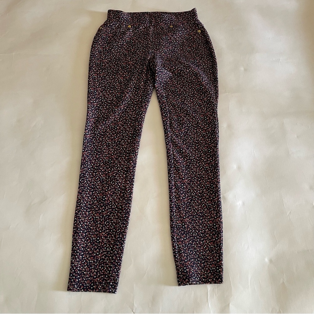 Michael Kors Black and Coral Peach Floral Pants